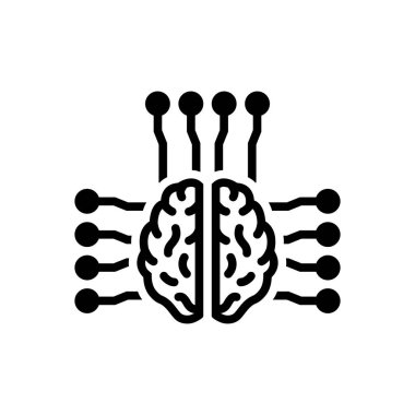 Akıllı beyin katı siyah simgesi