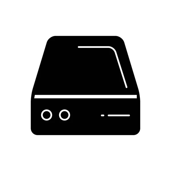 Solid Black Icon Hard Drive — Stock Vector