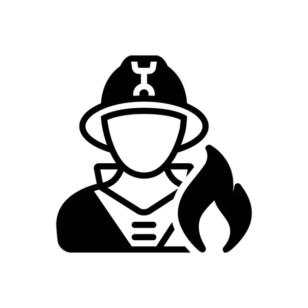 Solid Black Icon Fireman — Stock Vector