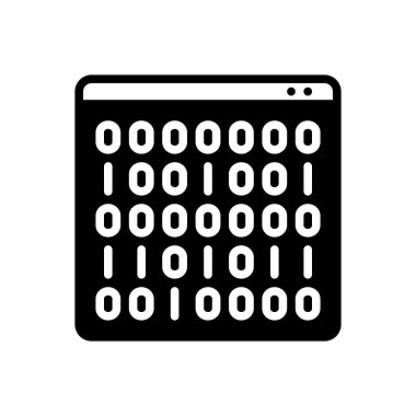 İkili kod katı siyah simgesi 