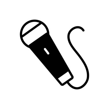 Mikrofon için katı siyah simgesi 