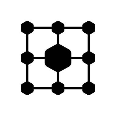 Ağ yapısı için katı siyah simgesi 