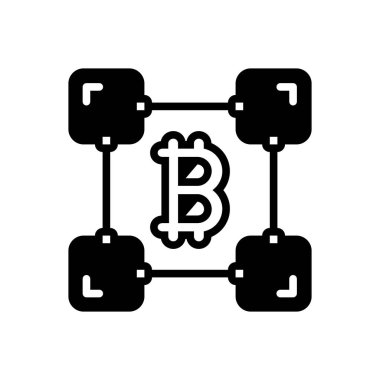  Blockchain için düz renk simgesi