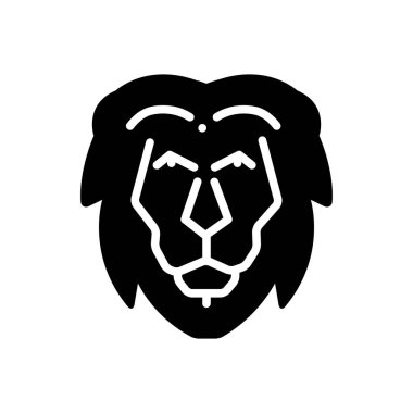 Aslan yüz katı siyah simgesi