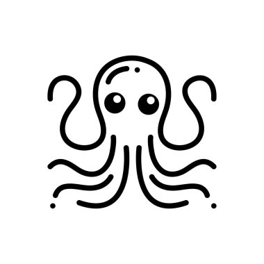 Ahtapot pulpo katı siyah simgesi