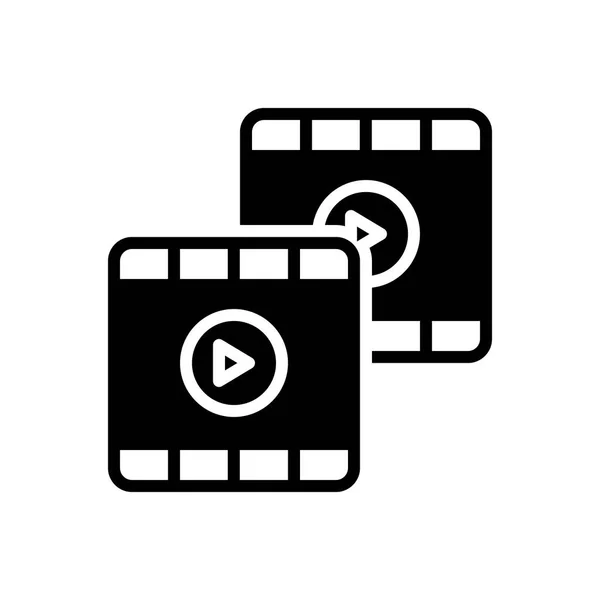 Icono Negro Sólido Para Vídeo — Vector de stock