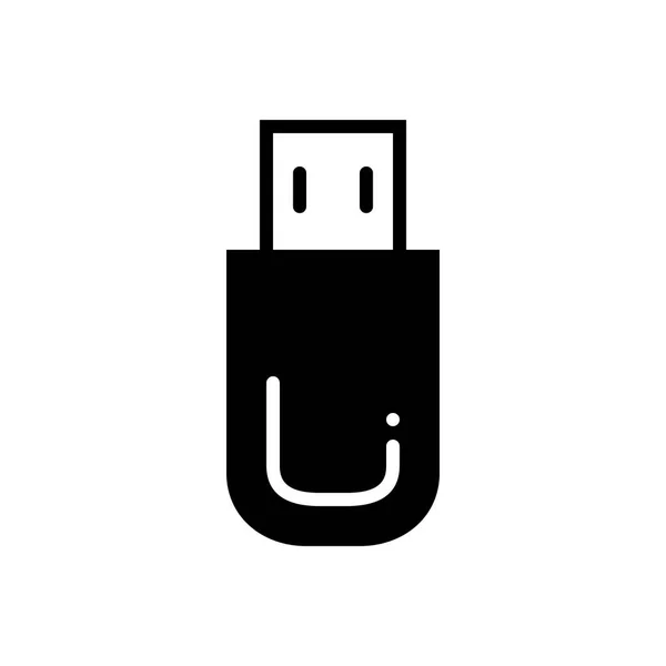 Icône Noire Solide Pour Usb — Image vectorielle