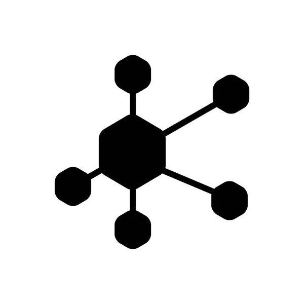 ネットワーク構造の固体黒いアイコン — ストックベクタ