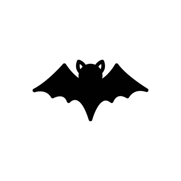 Solid Black Icon Bat Flying — Stock Vector