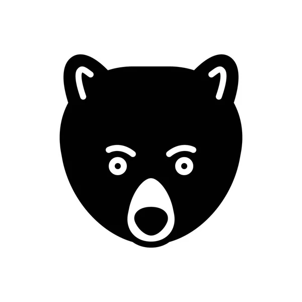 Solid Black Icon Bear Animal — Stock Vector