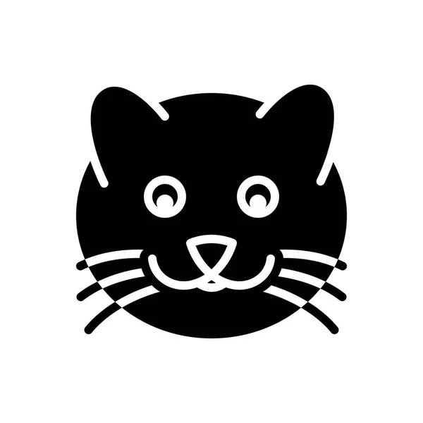 Effen Zwart Pictogram Voor Kat Gezicht — Stockvector