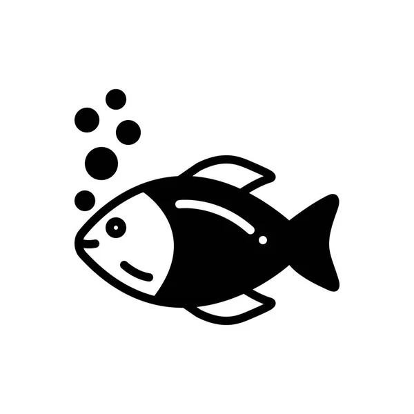 Effen Zwart Pictogram Voor Vis Vissen — Stockvector