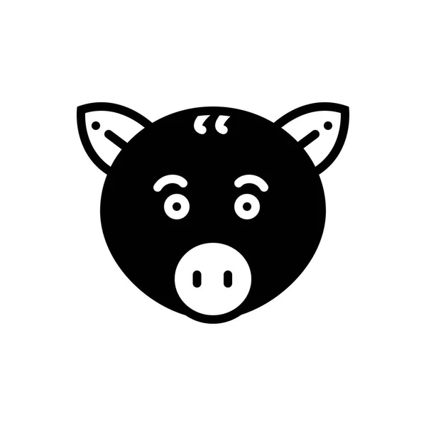 Ícone Preto Sólido Para Porco Animal —  Vetores de Stock