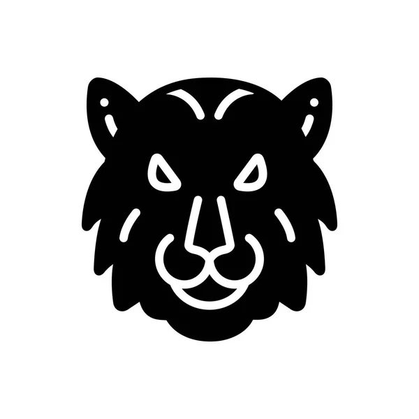 Effen Zwart Pictogram Voor Tiger Zoo — Stockvector