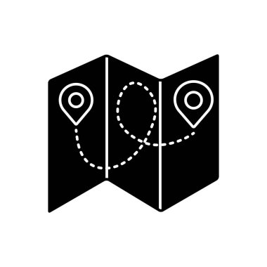 Folded harita için katı siyah simgesi