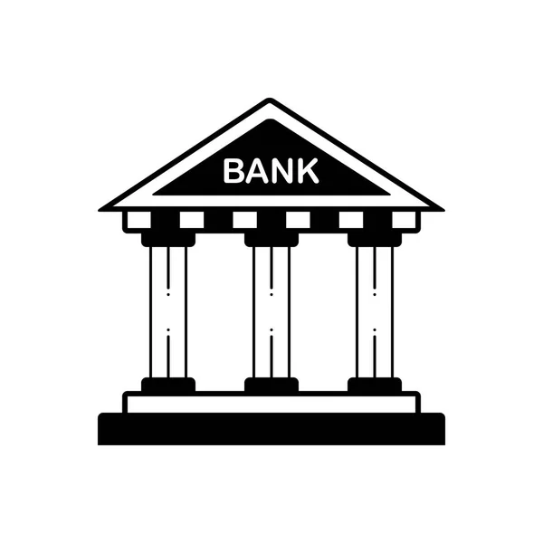 Effen Zwart Pictogram Voor Bank — Stockvector