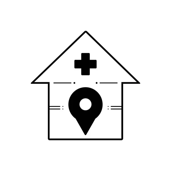 Solid Black Icon Hospital Location — Stock Vector