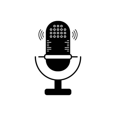 Mikrofon için katı siyah simgesi 