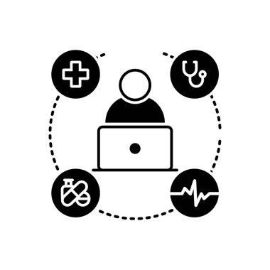 Katı siyah simge online tıbbi yardım