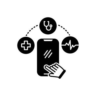 Mhealth katı siyah simgesi