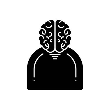 İnsan beyni için katı siyah simgesi 