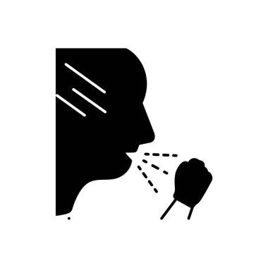 Öksürük enfeksiyon için katı siyah simgesi 