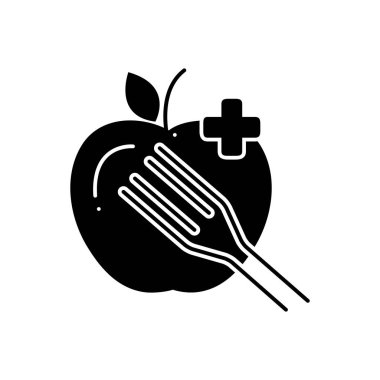 Diyet yiyecek için katı siyah simgesi