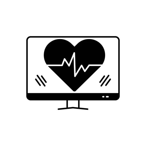 Effen Zwart Pictogram Voor Heartbeat — Stockvector