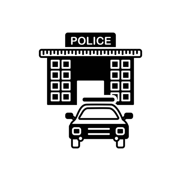 Solid Black Icon Police Station — Stock Vector