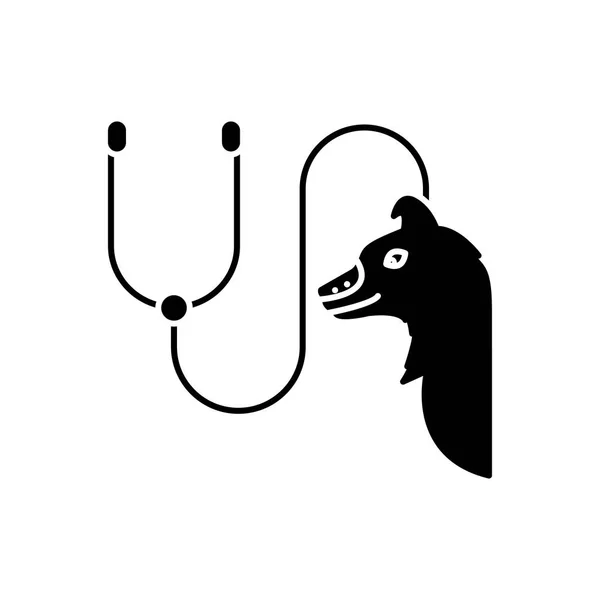 Effen Zwart Pictogram Voor Veterinaire — Stockvector