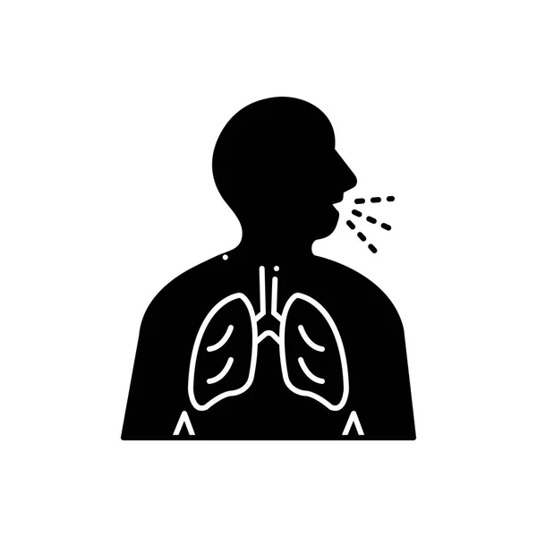 Effen Zwart Pictogram Voor Ademhaling Moeite — Stockvector