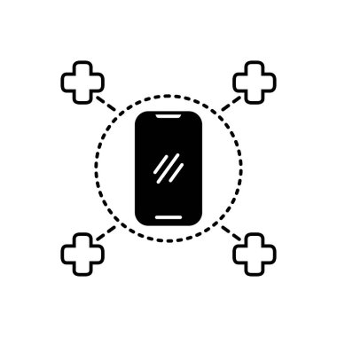 Telefon sağlık hizmetleri için katı siyah simgesi 