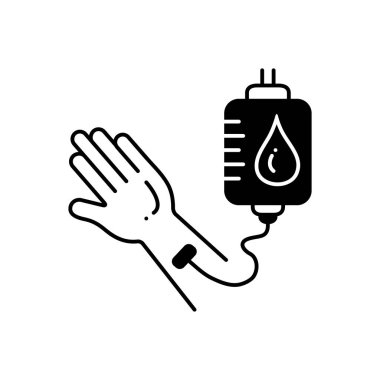 Kan nakli için katı siyah simgesi 