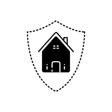 Ev sigortası için katı siyah simgesi