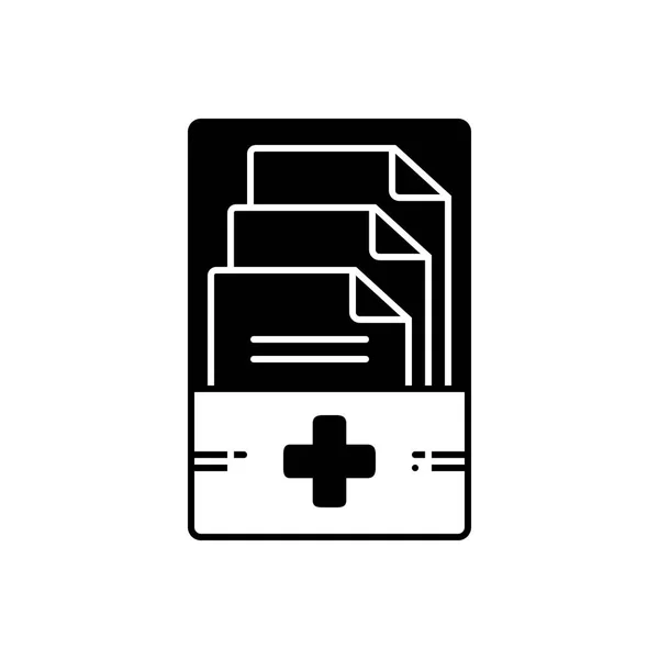 Icono Negro Sólido Para Registros Médicos — Vector de stock