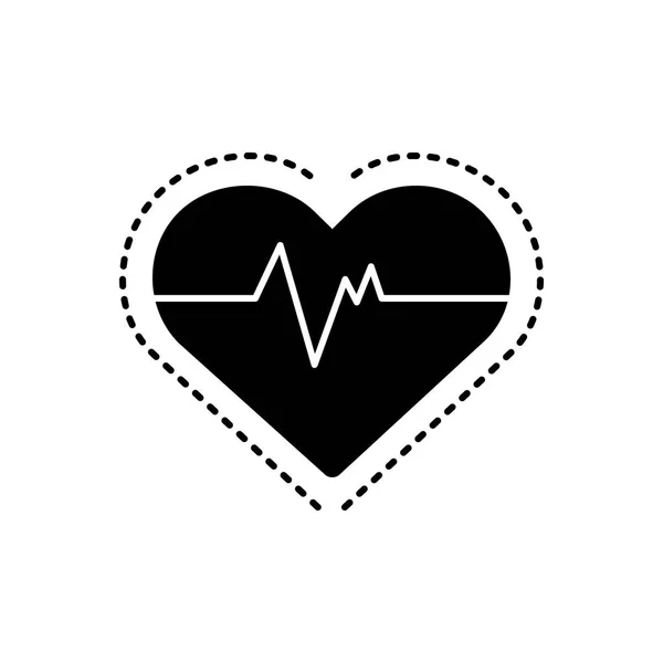 Solid Black Icon Heart Pulse — Stock Vector