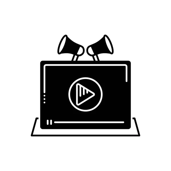 Icône Noire Solide Pour Marketing Vidéo — Image vectorielle