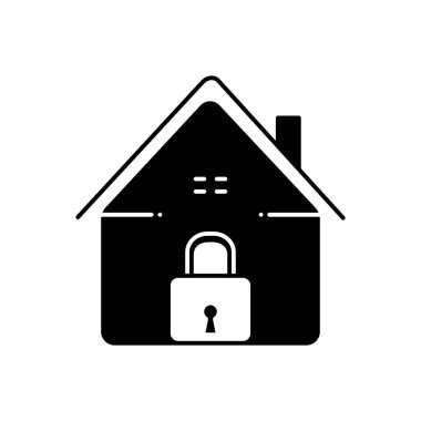 Ana sayfa güvenlik katı siyah simgesi 