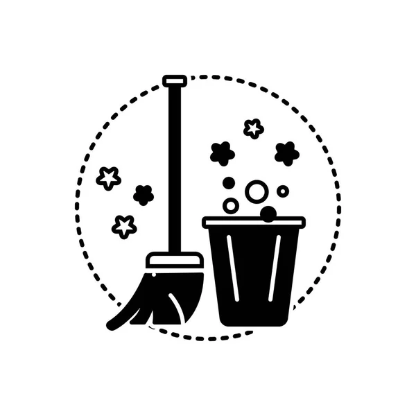 Icône Noire Solide Pour Service Nettoyage — Image vectorielle