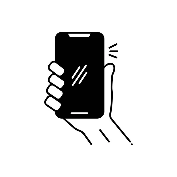 Solides Schwarzes Symbol Für Die Nutzung Von Mobiltelefonen — Stockvektor