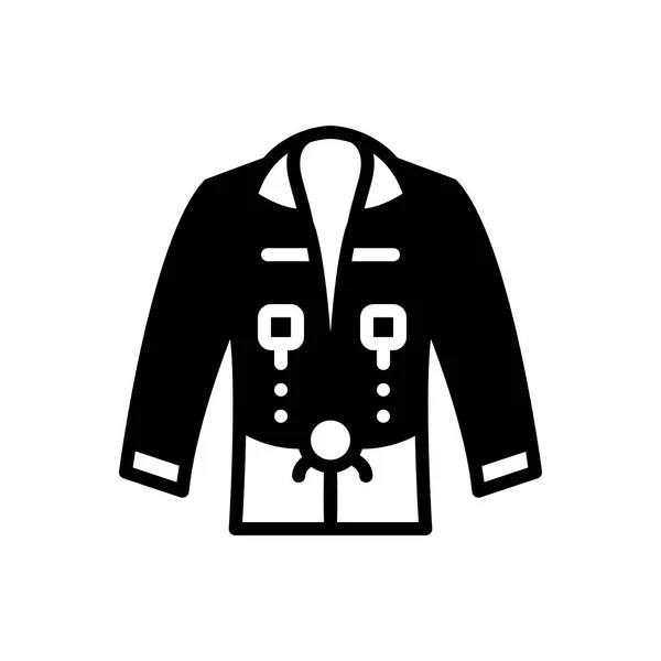 Effen Zwart Pictogram Voor Bovenkleding Kleding — Stockvector