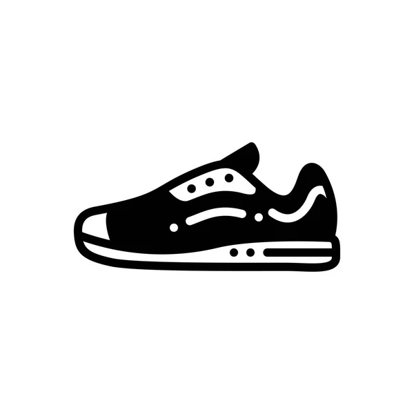 Solid Black Icon Sneakers Shoes — Stock Vector