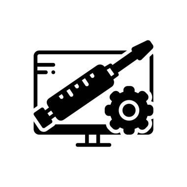  Bilgisayar tedavisi için katı siyah simgesi