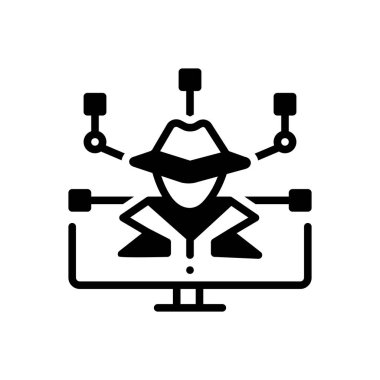  Siber suç katı siyah simgesi