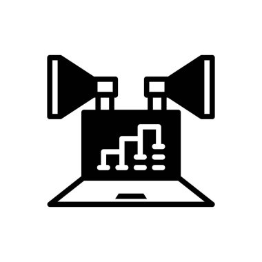  Dijital pazarlama için katı siyah simgesi