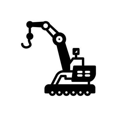  Vinç inşaat katı siyah simgesi