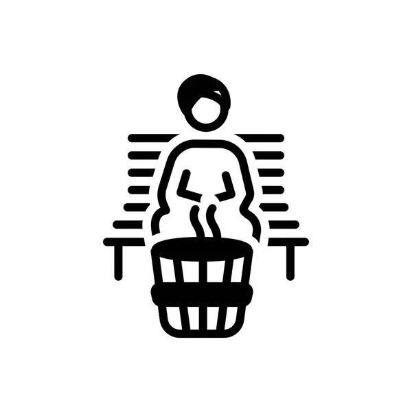 Effen Zwart Pictogram Voor Sauna Bad — Stockvector