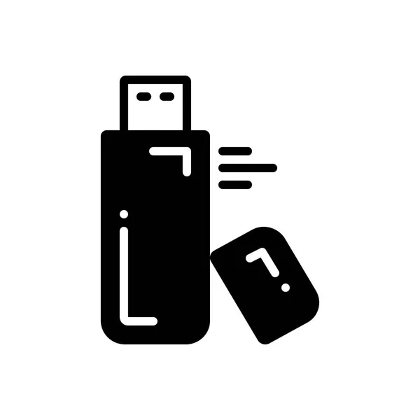 Effen Zwart Pictogram Voor Flash Drive — Stockvector