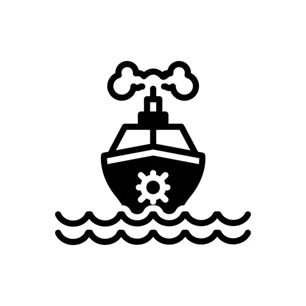 Effen Zwart Pictogram Voor Schip Marine — Stockvector