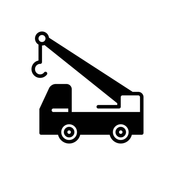 Solid Black Icon Crane Truck — Stock Vector